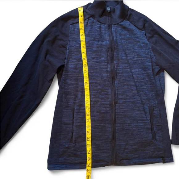Express Navy Patterned Zip-Up Jacket - Picture 4 of 6